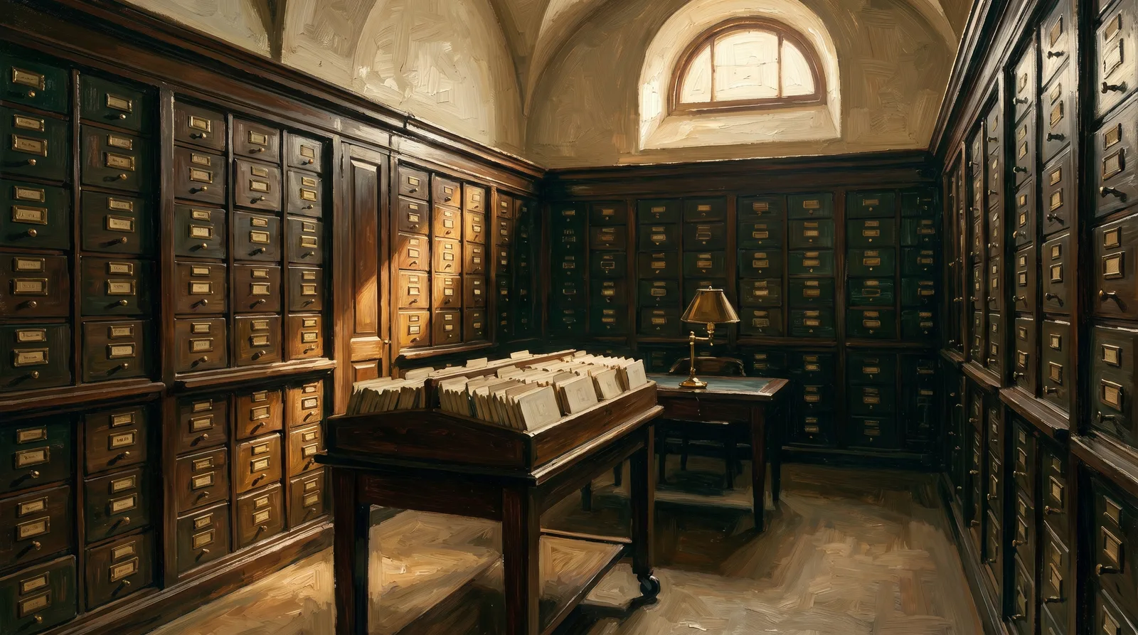 Painterly view of the slot room archive